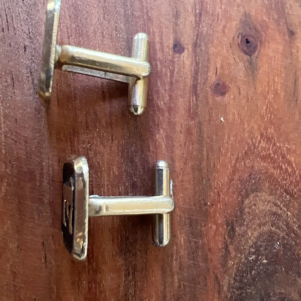 Vintage Cufflinks Jewelry Gold Tone And Black 